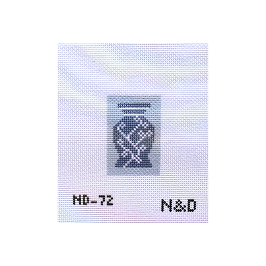 Blue and White Vase Luggage Tag Needlepoint Canvas