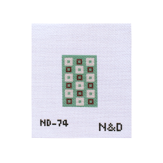 Geometric Squares Luggage Tag Needlepoint Canvas