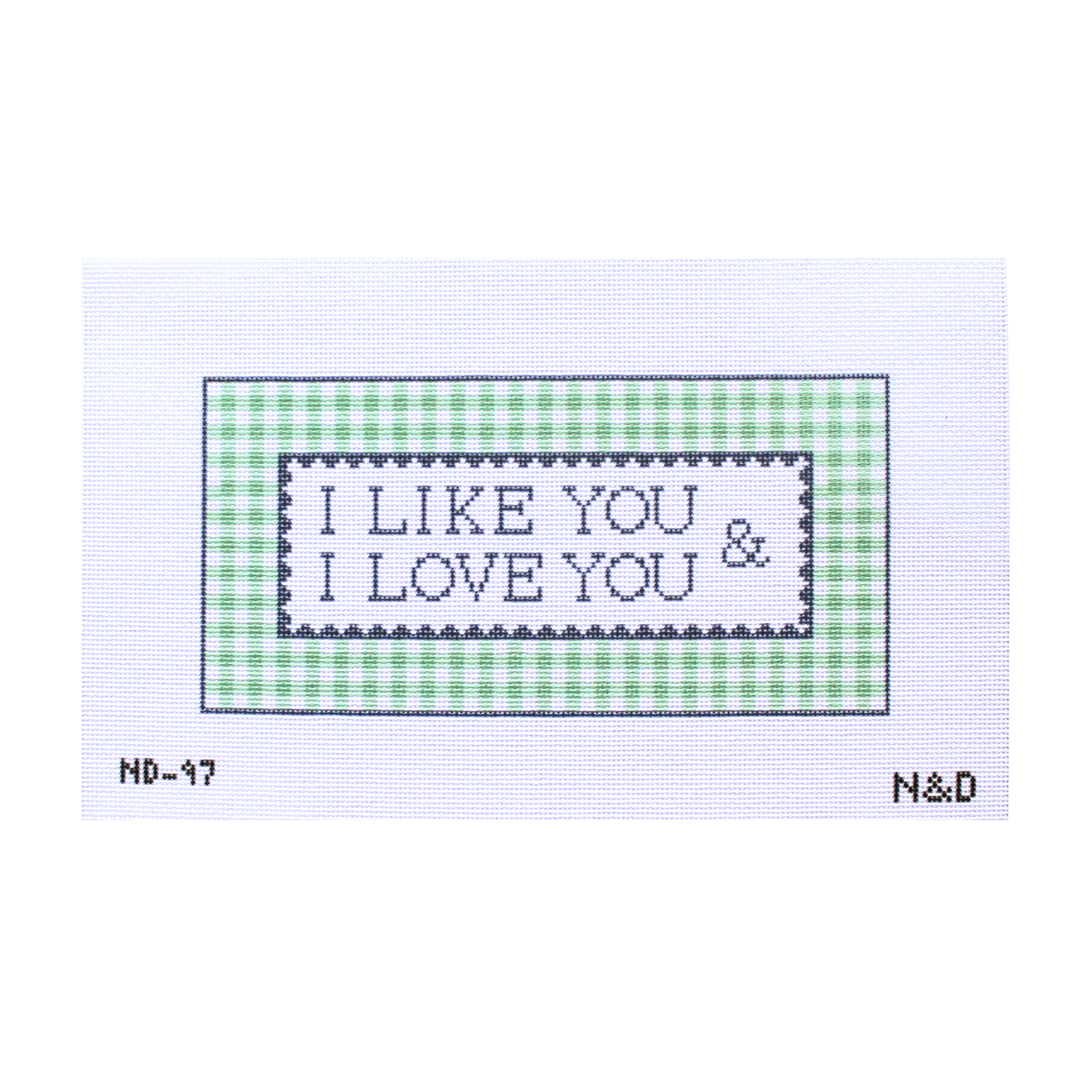 I Like You & I Love You Gingham Needlepoint Sign Canvas – Nash I Like You & I Love You Gingham Needlepoint Sign Canvas – Nash