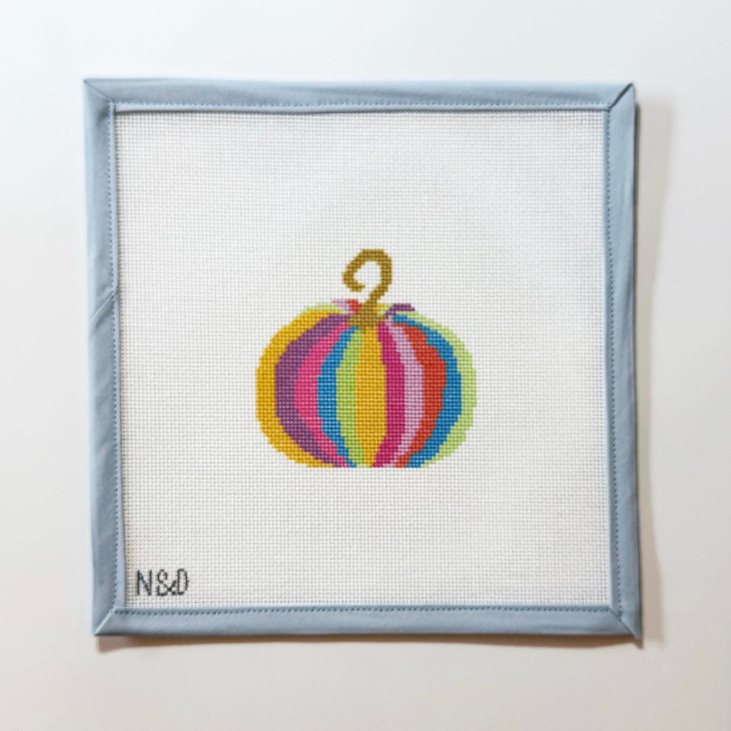 colorful striped pumpkin needlepoint canvas